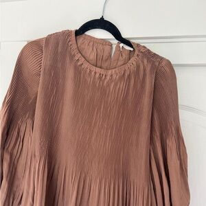 Pleated Brown mini dress